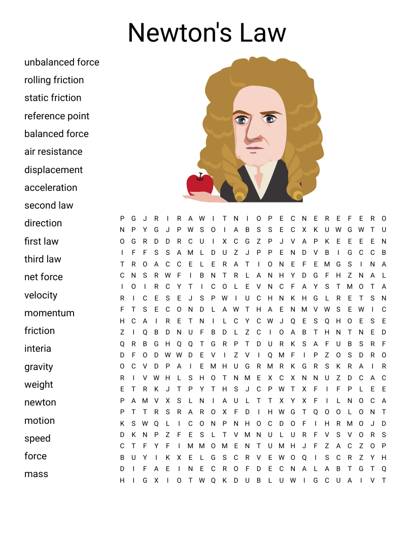 Newton's Law Word Search