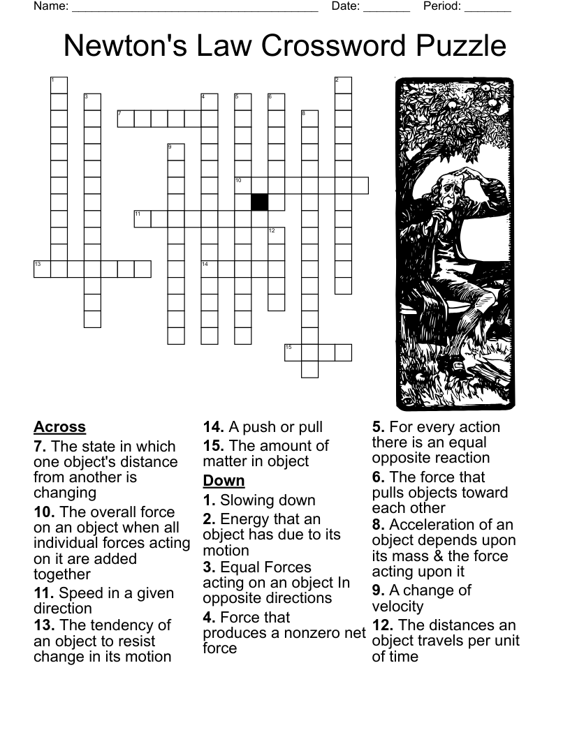 Newton's Law Crossword Puzzle 