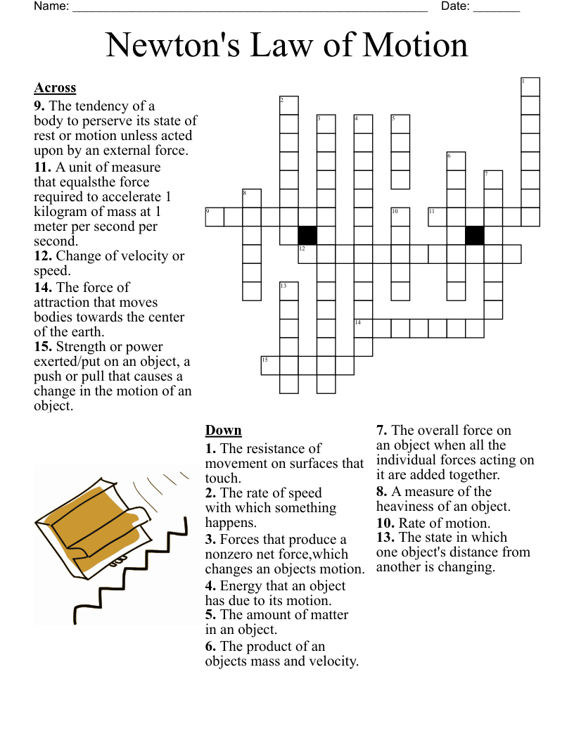 Newton's Law of Motion Crossword