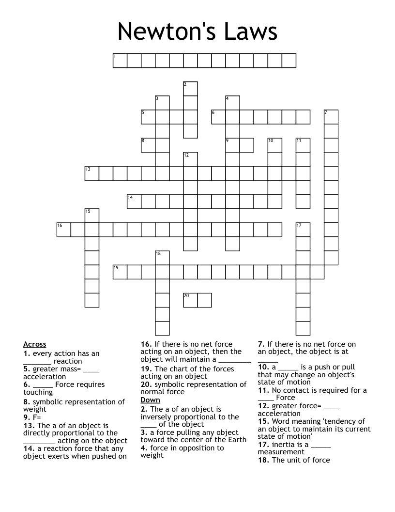 Newton's Laws Crossword
