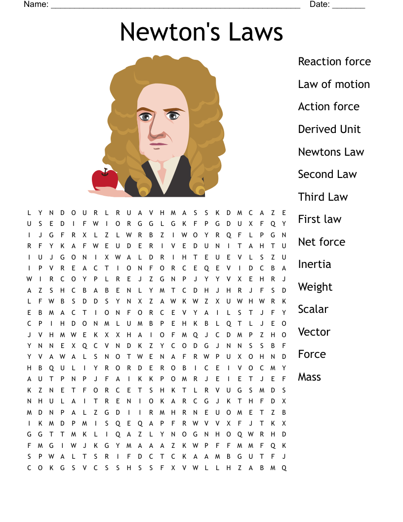 Newton's Laws Word Search