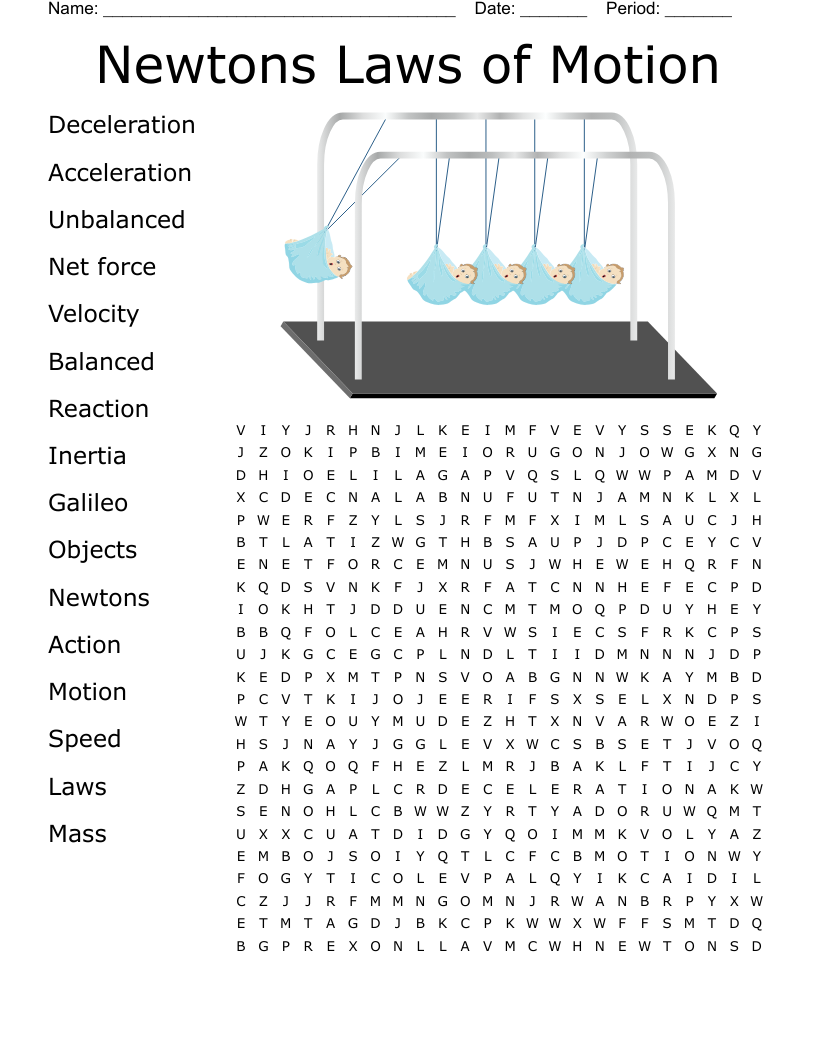 Newtons Laws of Motion Word Search