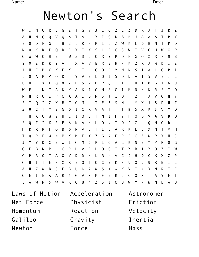Newton's Search Word Search