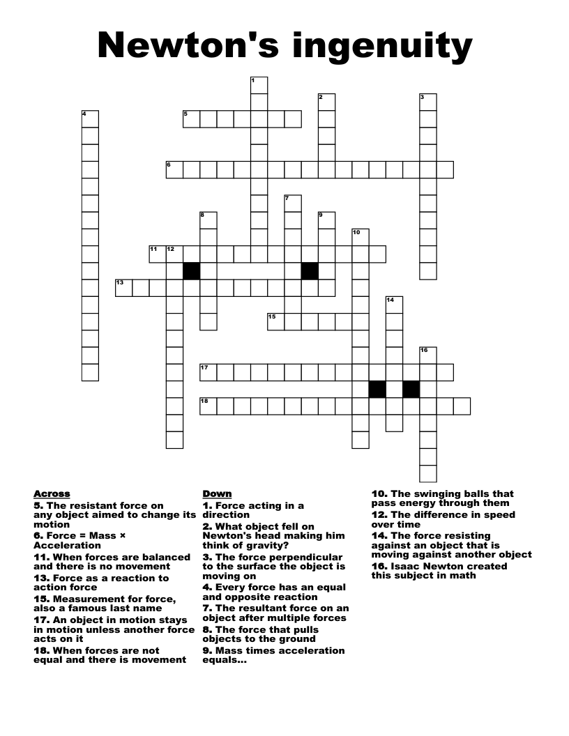 Newton's ingenuity Crossword