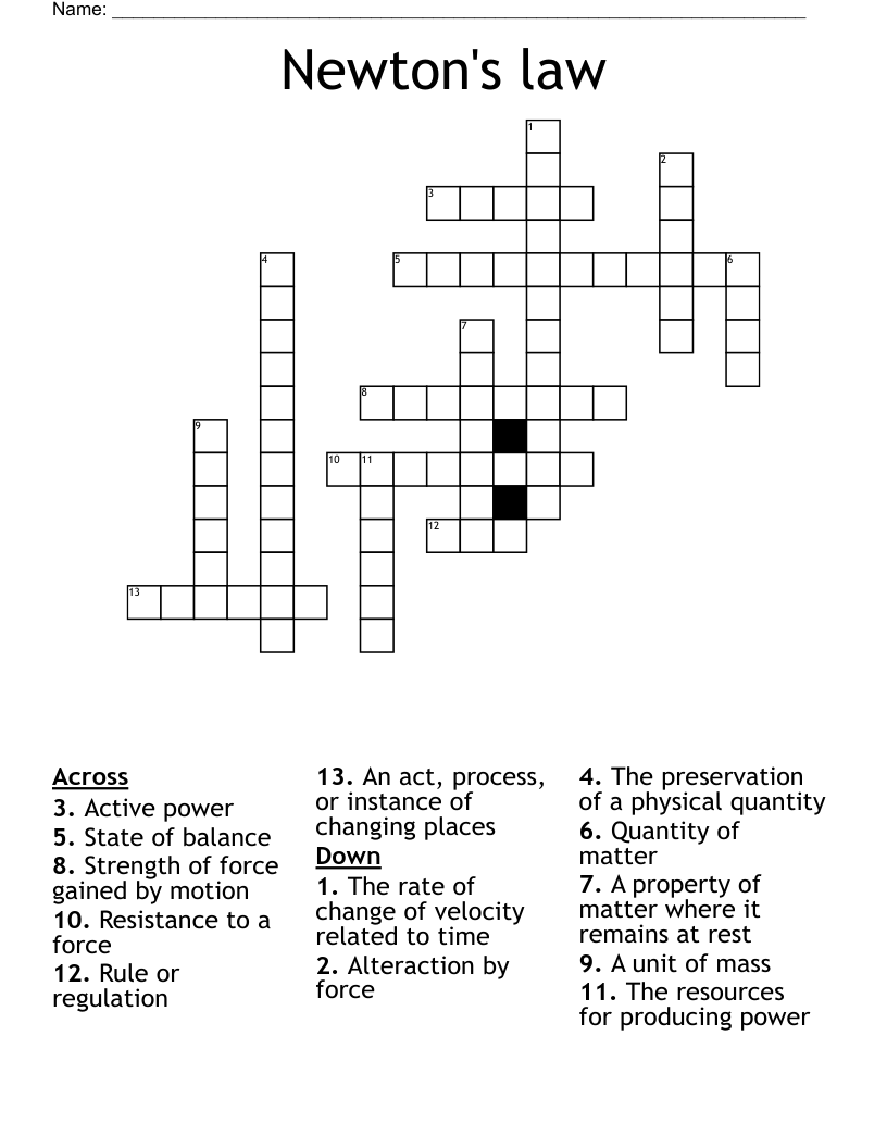 Newton's law Crossword