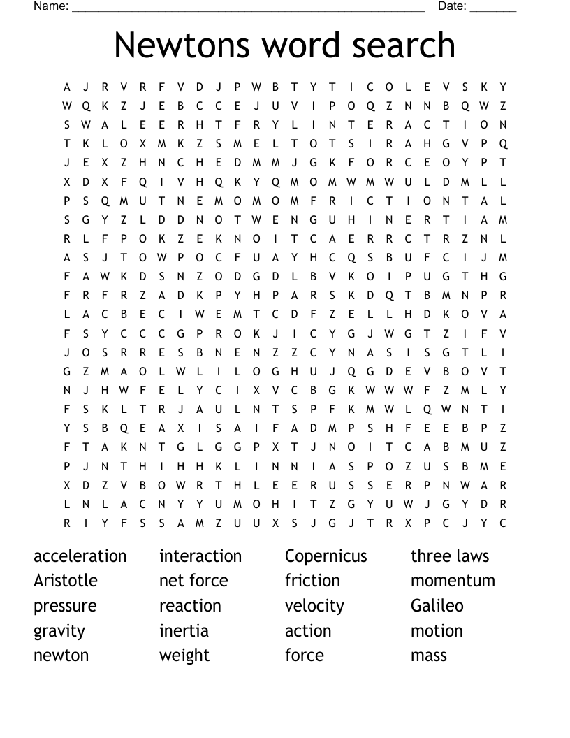 Newtons word search