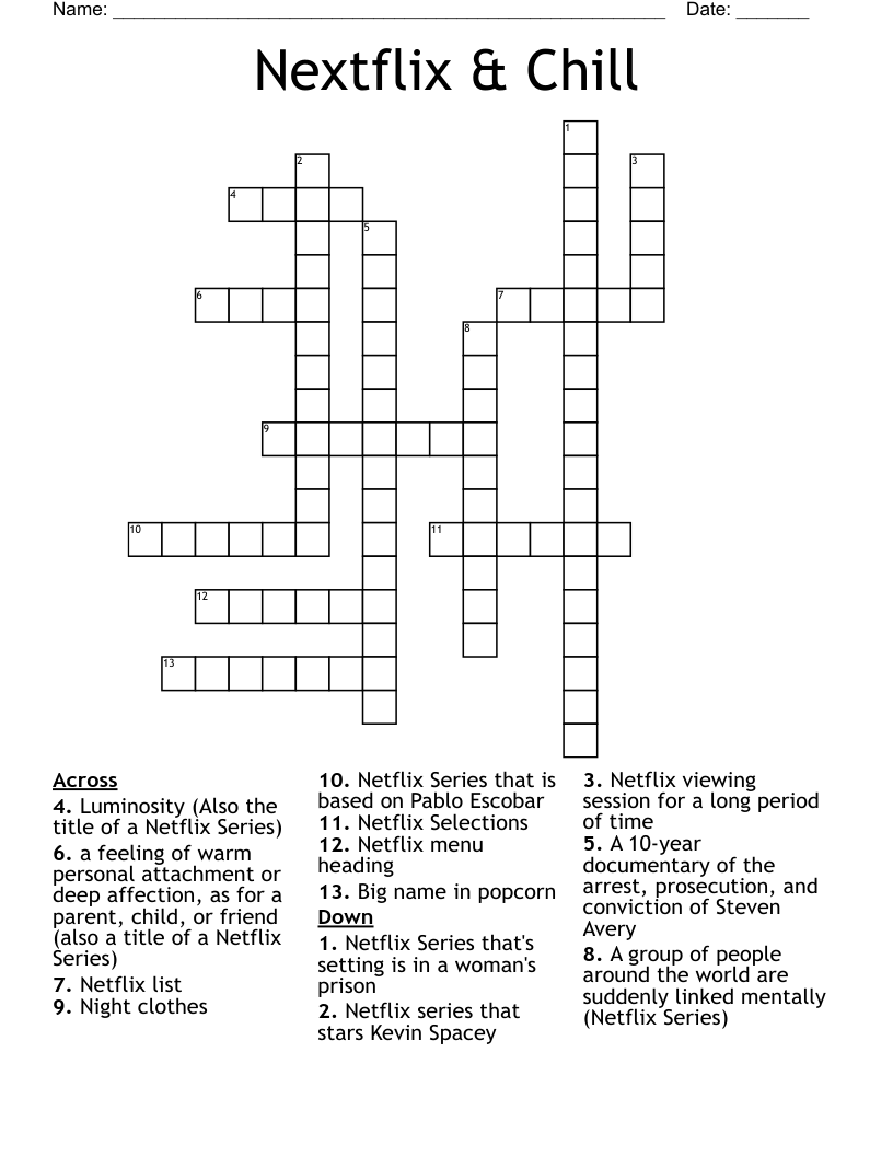 Nextflix & Chill Crossword