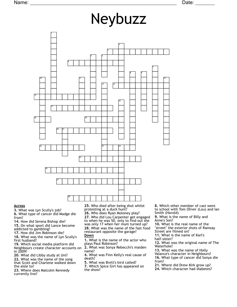 Neybuzz Crossword