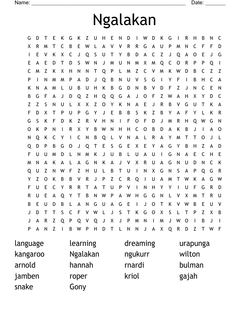 Ngalakan Word Search