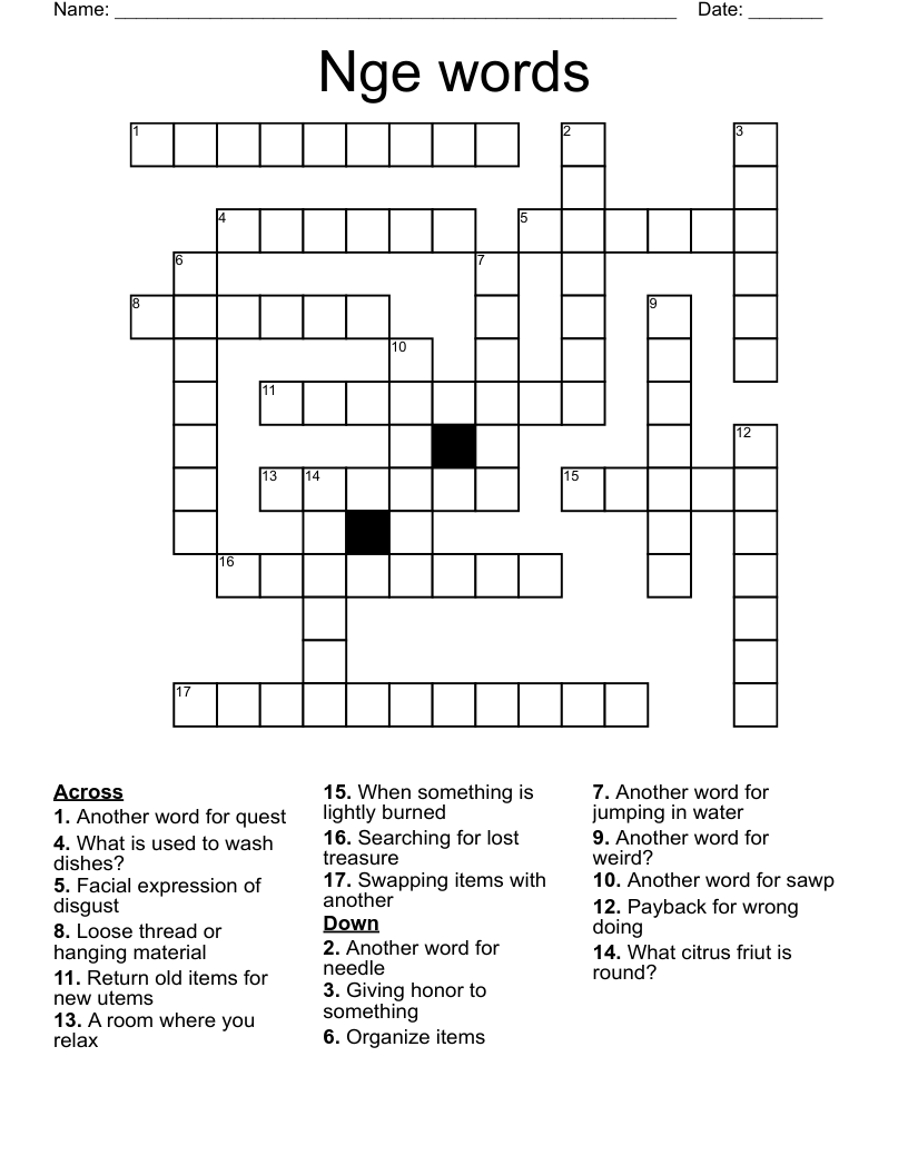 Nge words Crossword