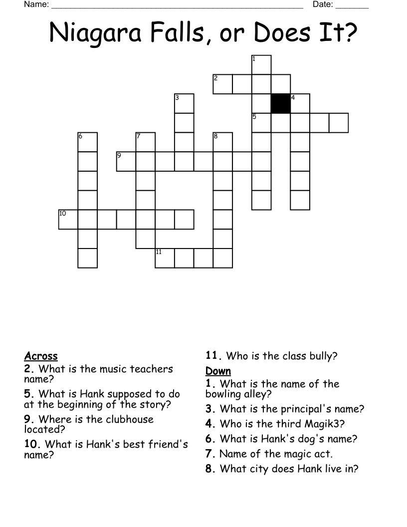 Niagara Falls, or Does It? Crossword