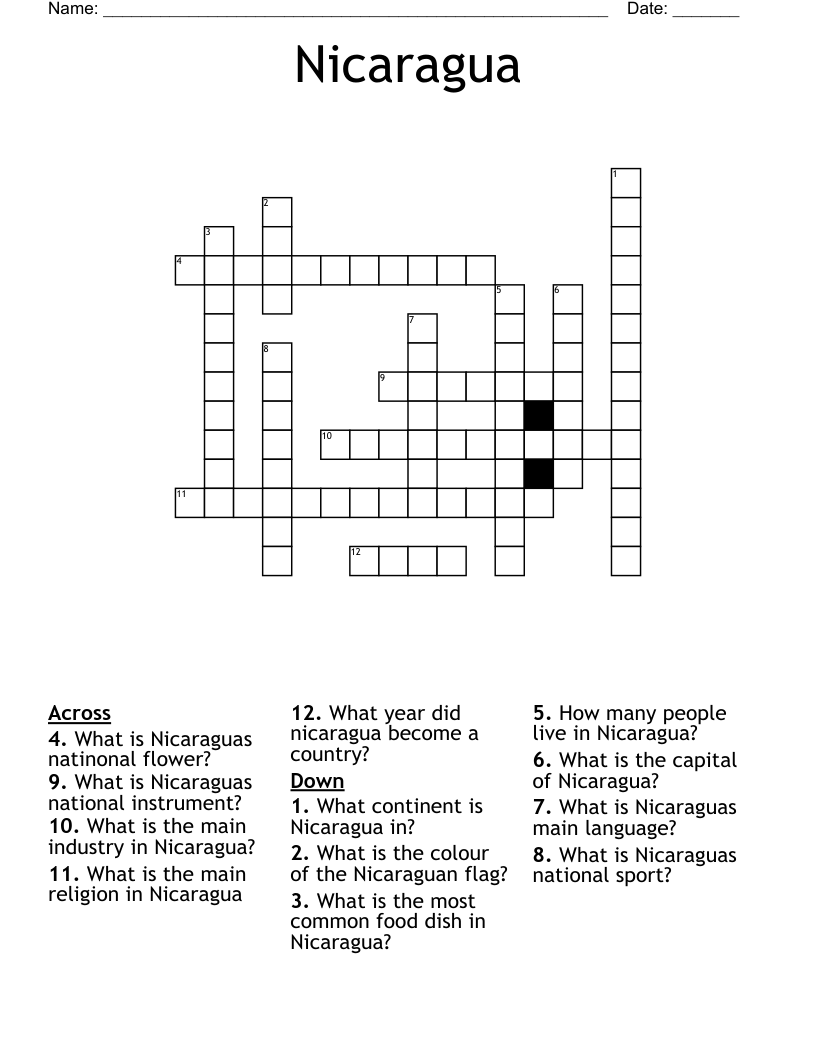Nicaragua Crossword