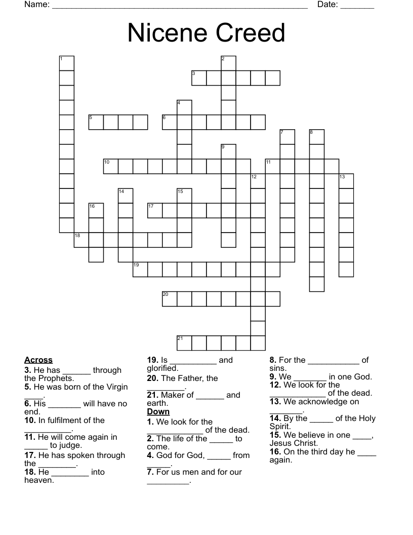 Nicene Creed Crossword