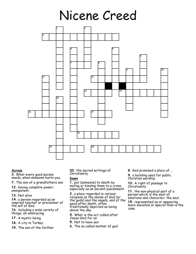 Nicene Creed Crossword
