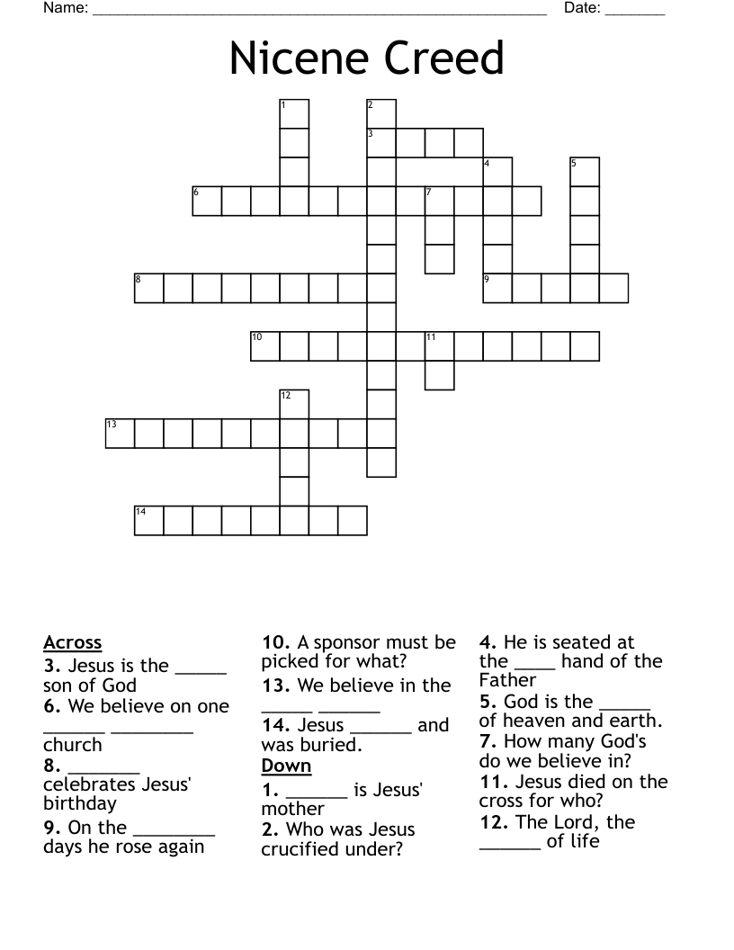 Nicene Creed Crossword