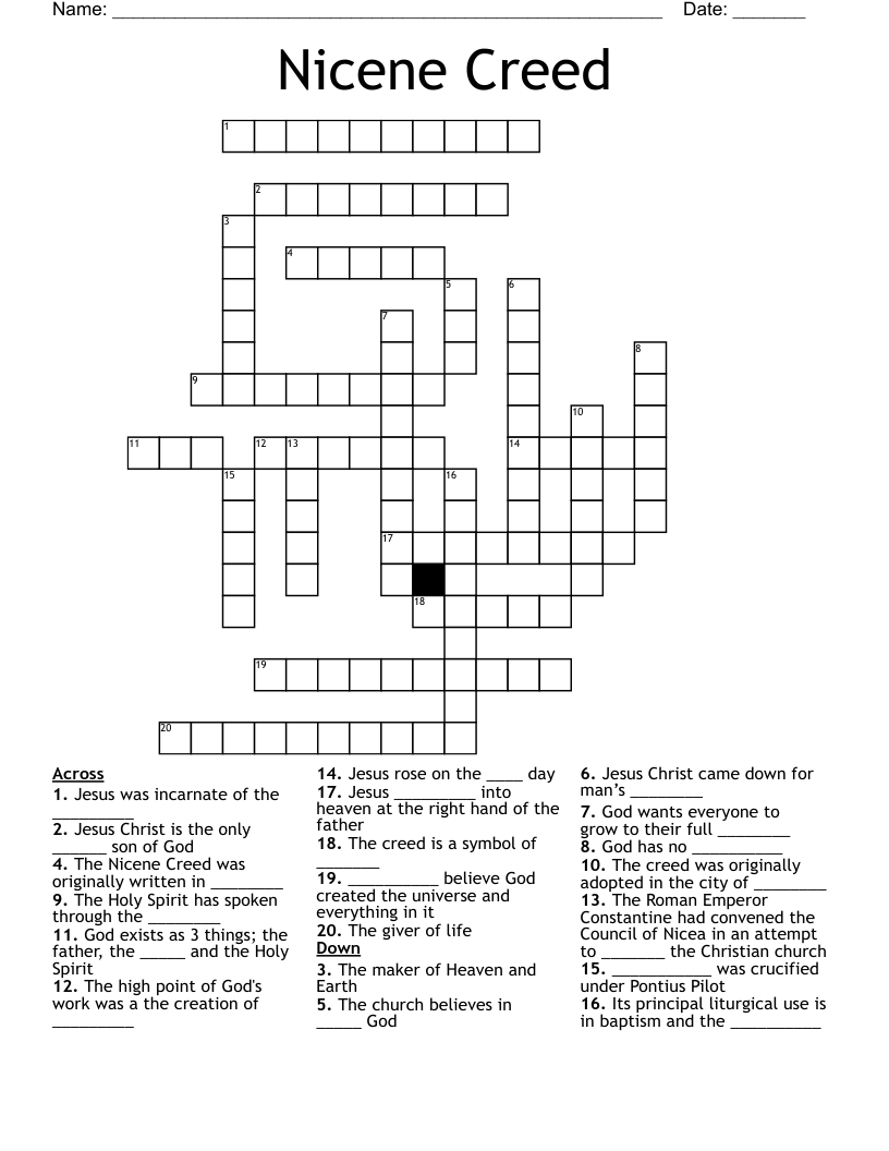 Nicene Creed Crossword