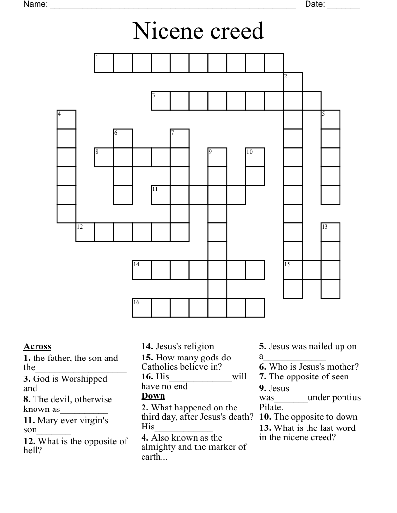 Nicene creed Crossword
