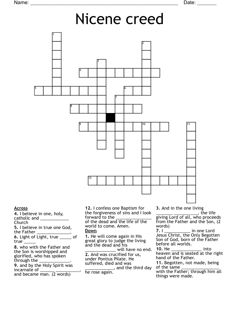 Nicene creed Crossword