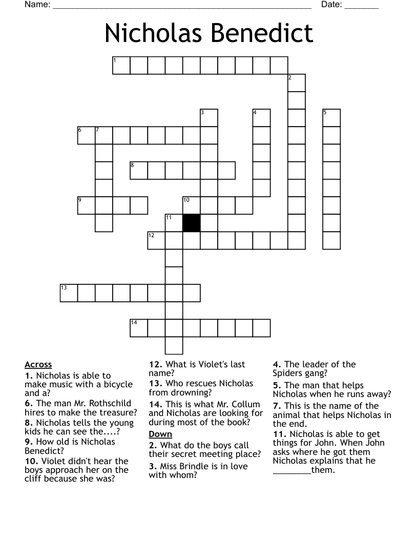 Nicholas Benedict Crossword
