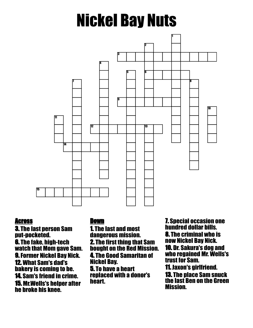 Nickel Bay Nuts Crossword