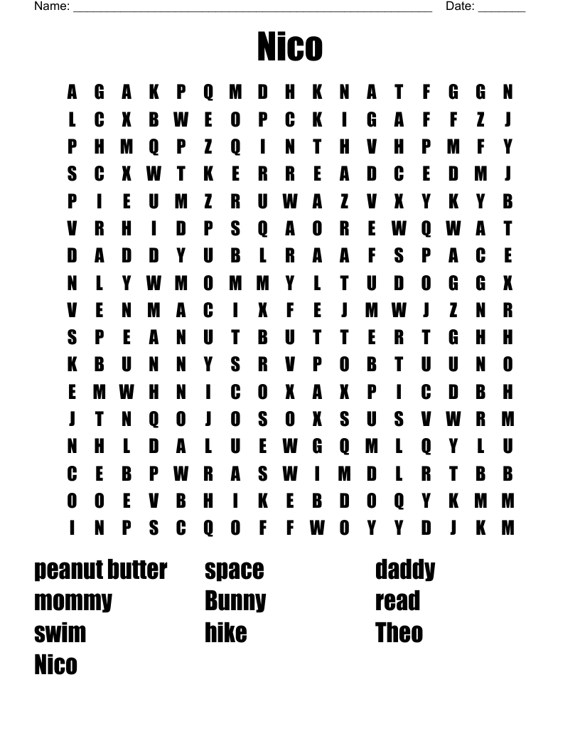 Nico Word Search