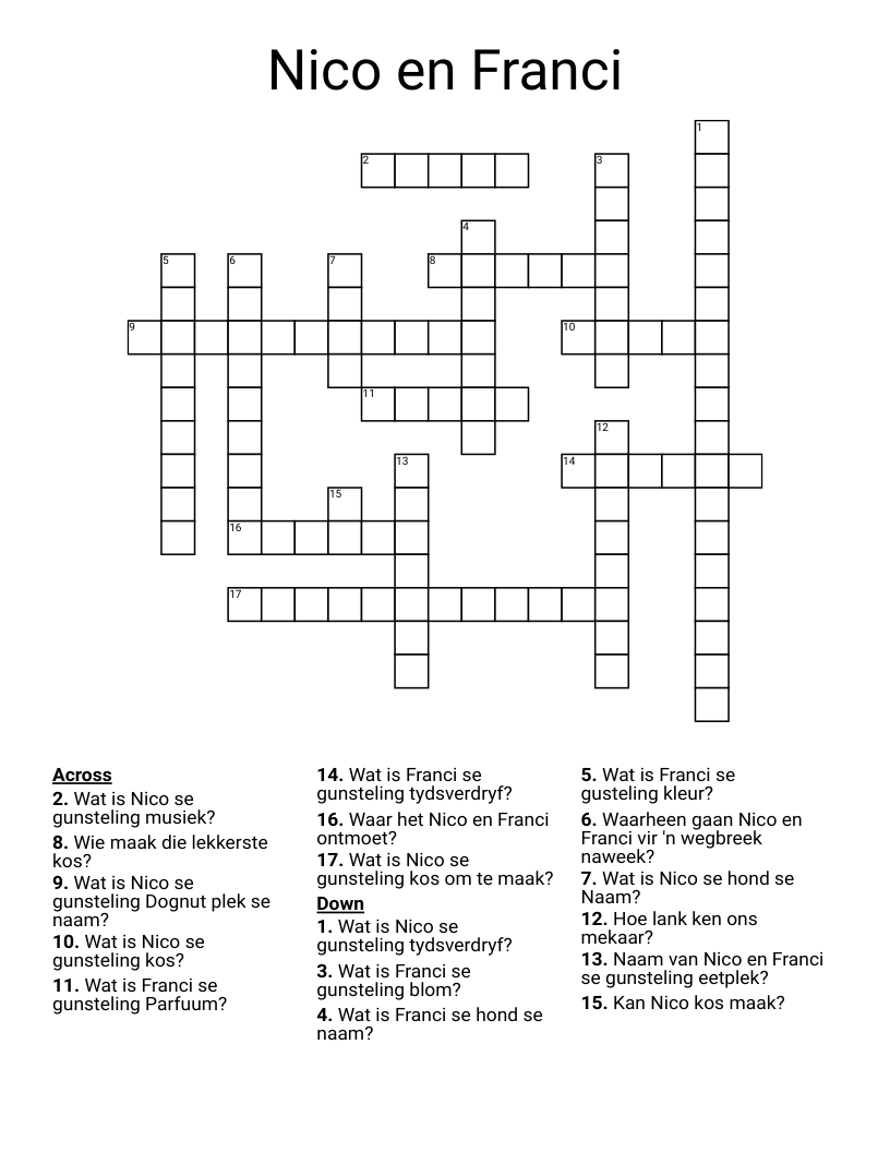 Nico en Franci Crossword
