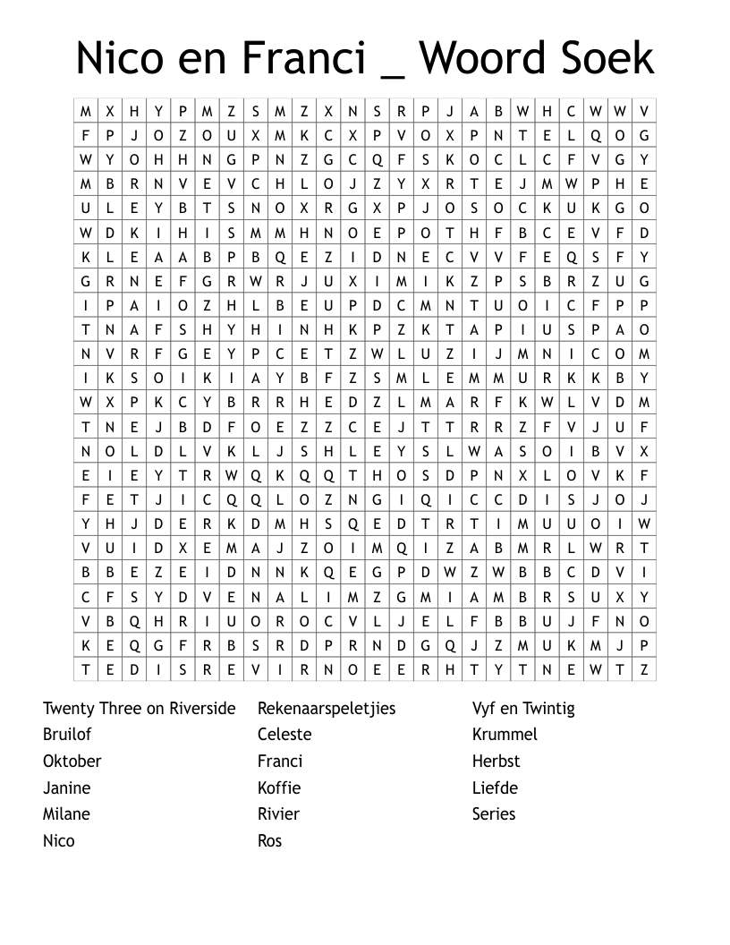 Nico en Franci _ Woord Soek Word Search