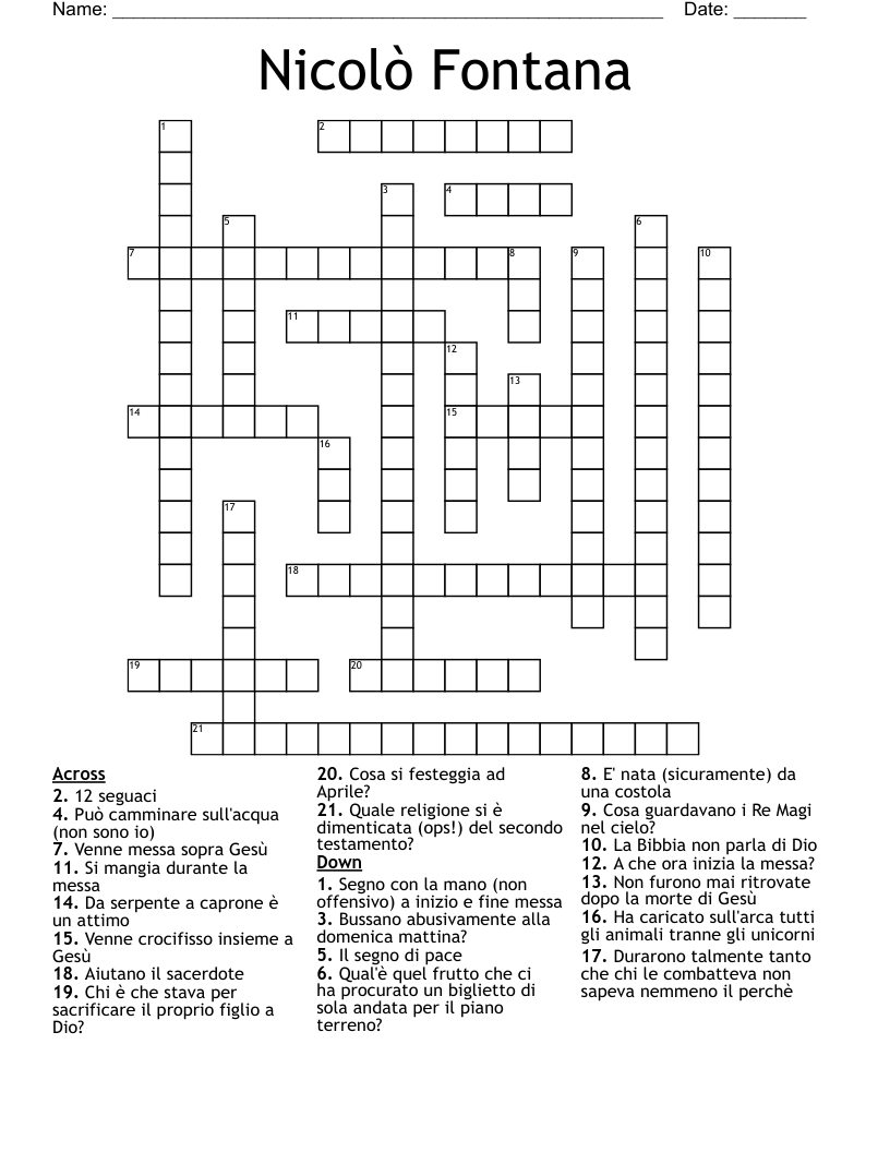 Nicolò Fontana Crossword