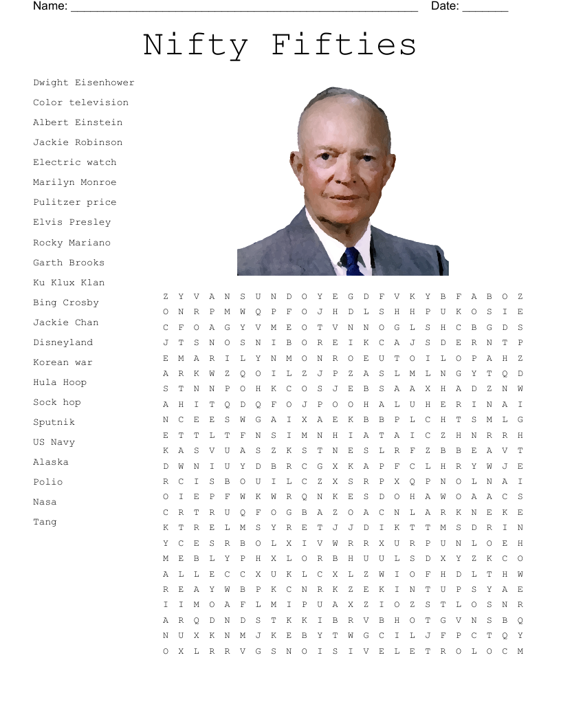 Nifty Fifties  Word Search
