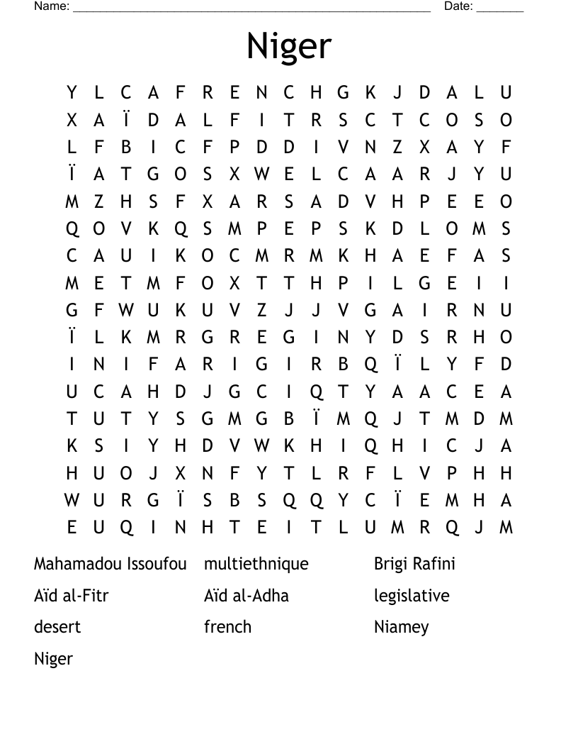 Niger Word Search