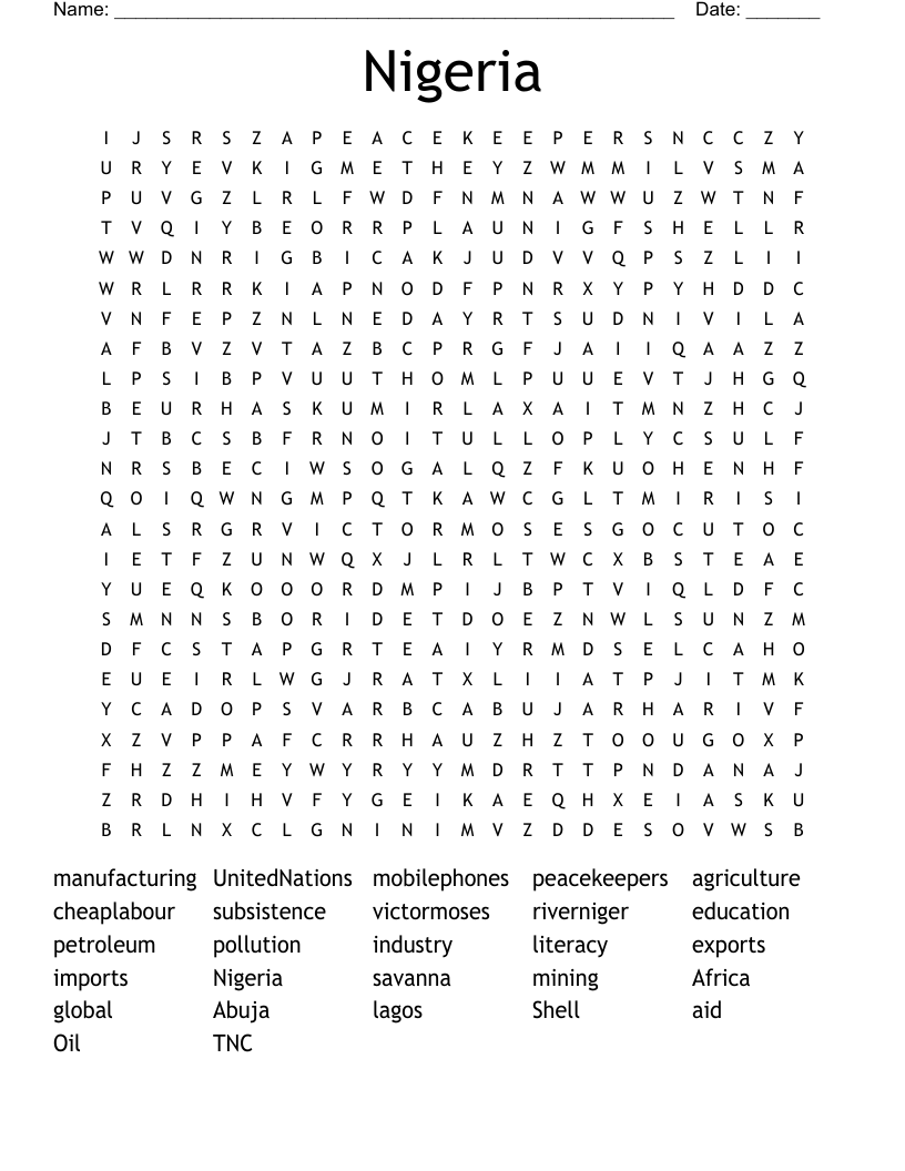 Nigeria Word Search