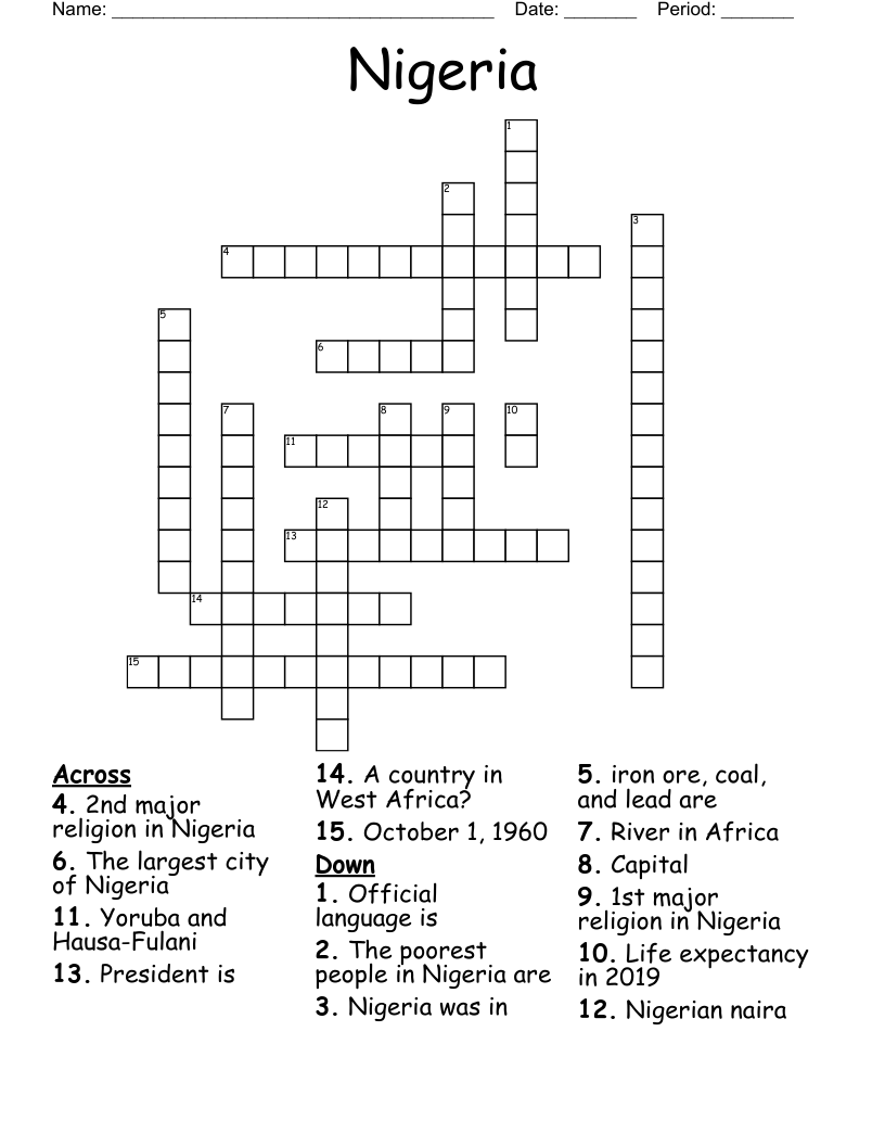 Nigeria  Crossword