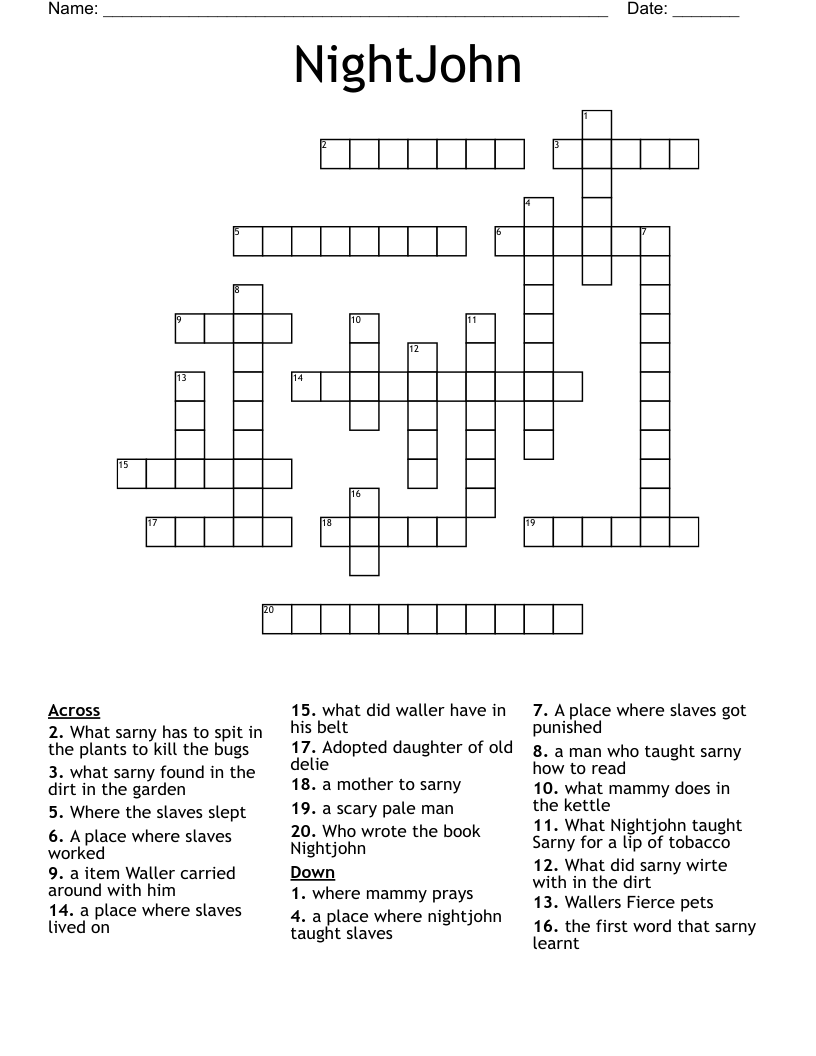 NightJohn  Crossword