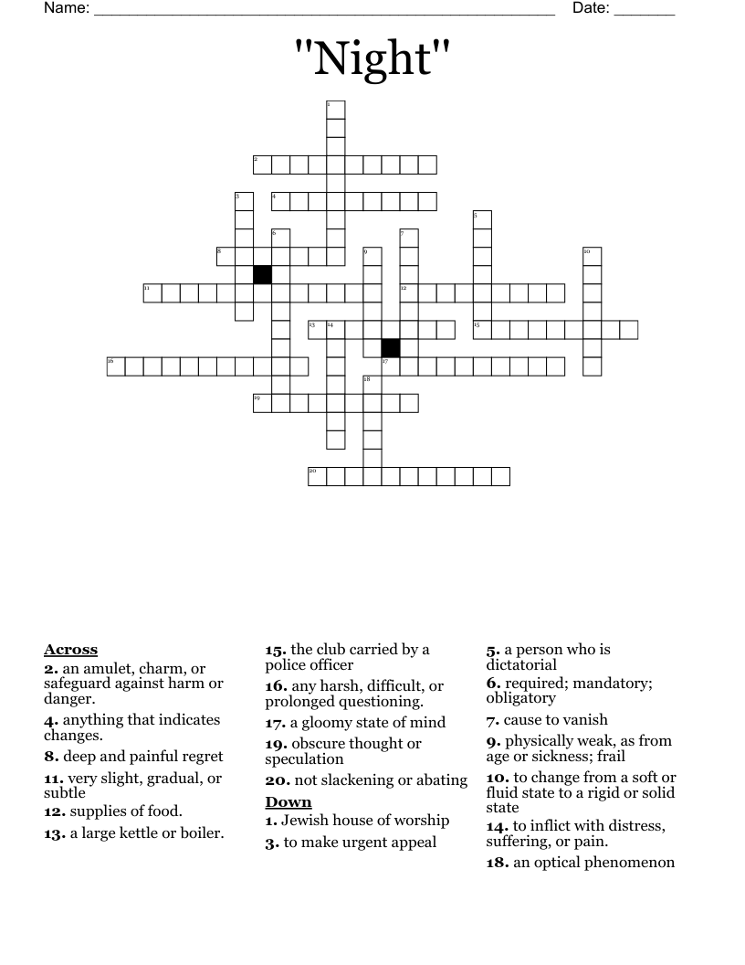 ''Night'' Crossword
