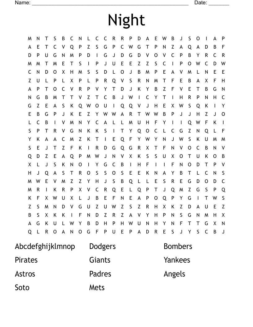 Night Word Search