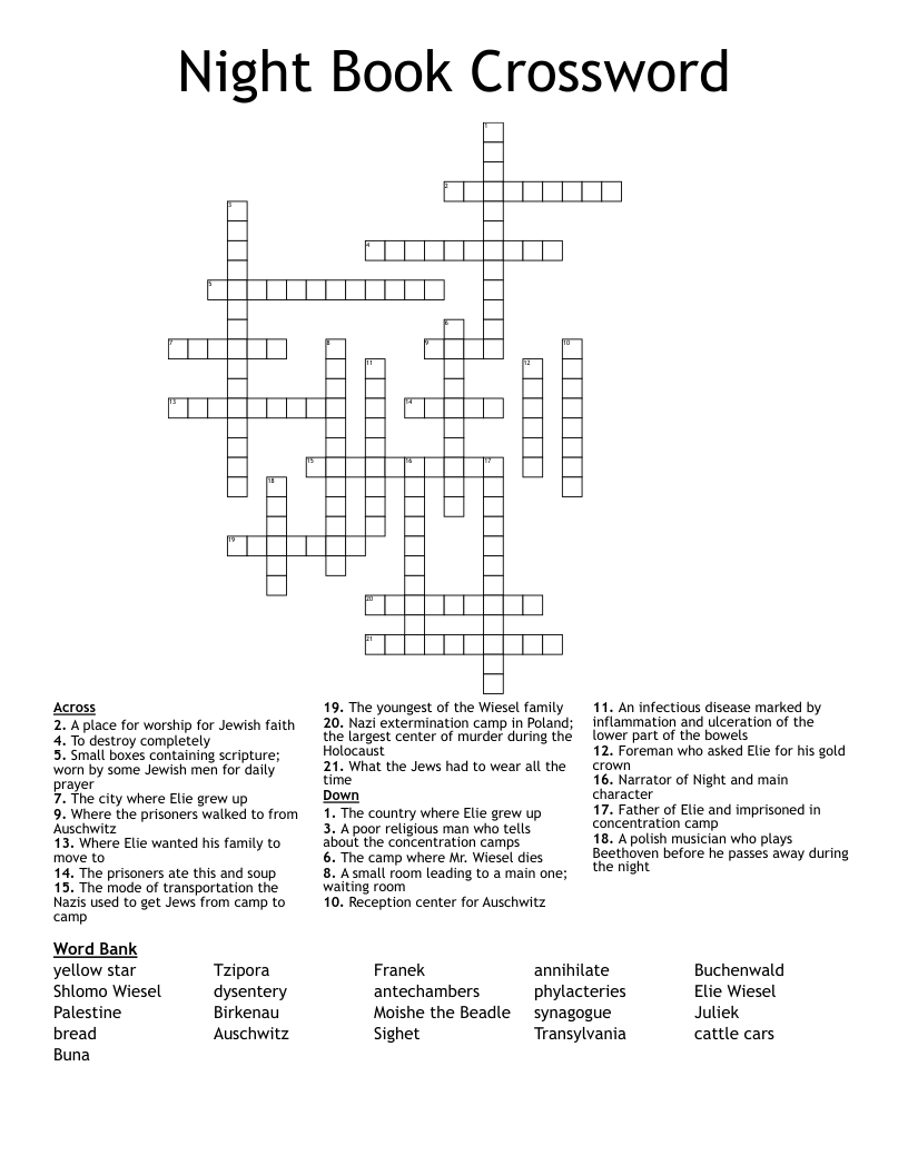 Night Book Crossword