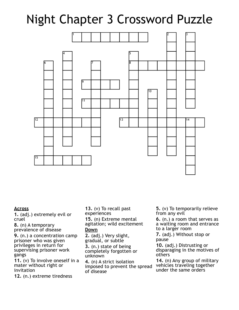 Night Chapter 3 Crossword Puzzle 
