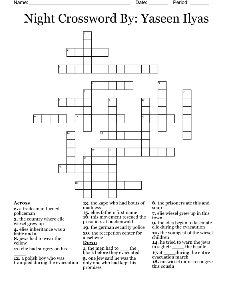Night Crossword By: Yaseen Ilyas