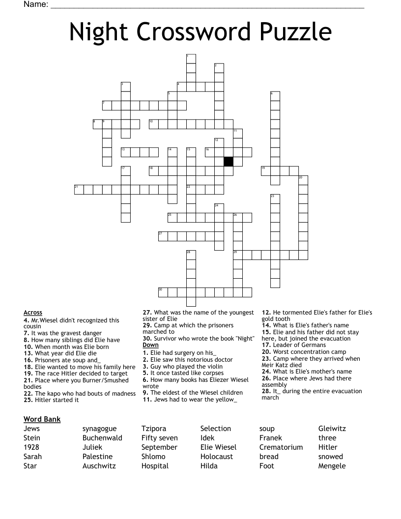 Night Crossword Puzzle