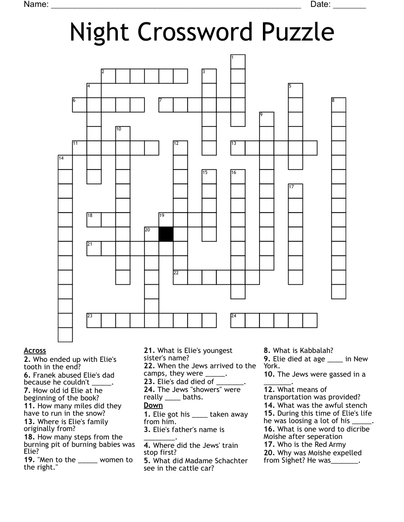 Night Crossword Puzzle