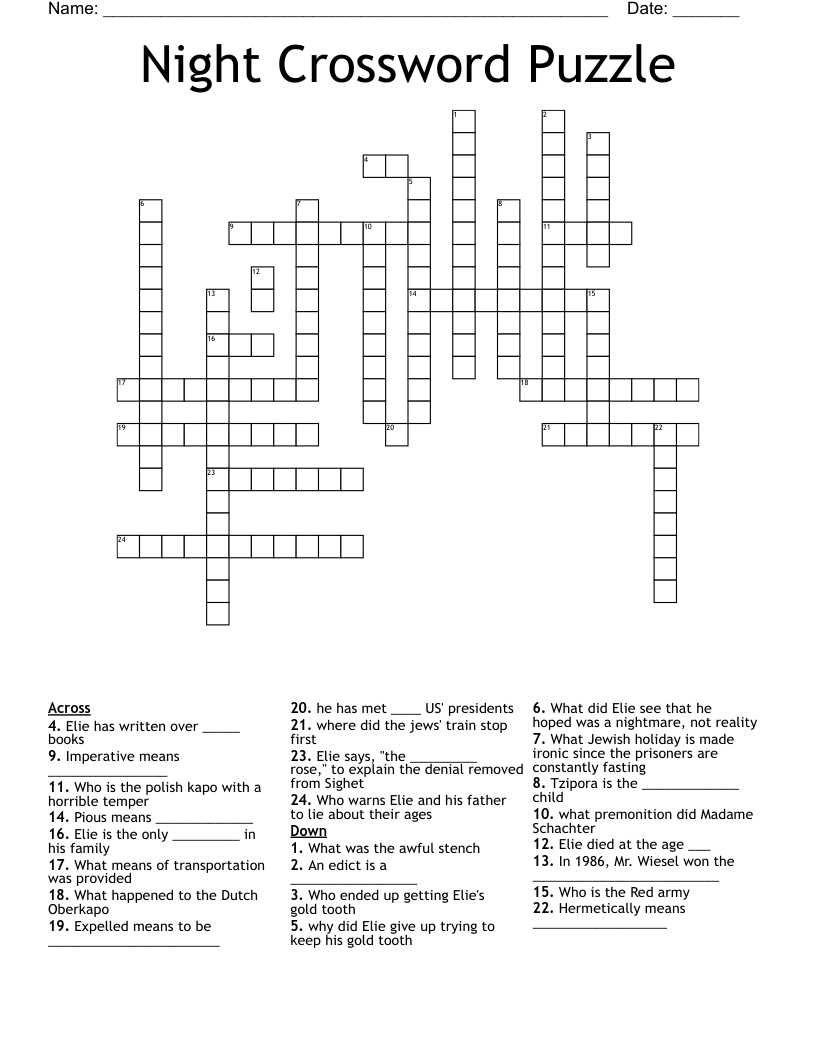Night Crossword Puzzle