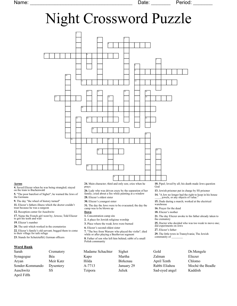 Night Crossword Puzzle