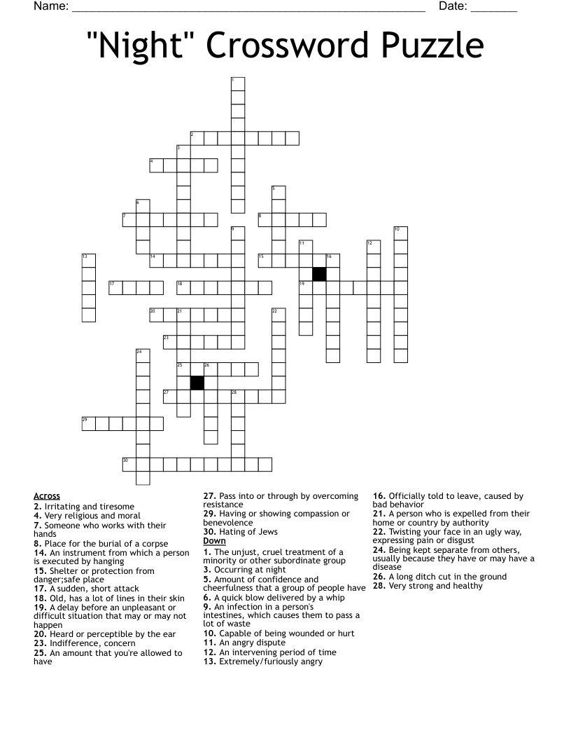 "Night" Crossword Puzzle