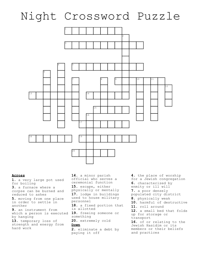 Night Crossword Puzzle