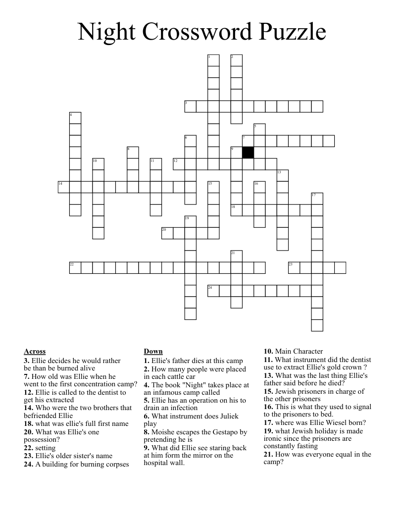 Night Crossword Puzzle
