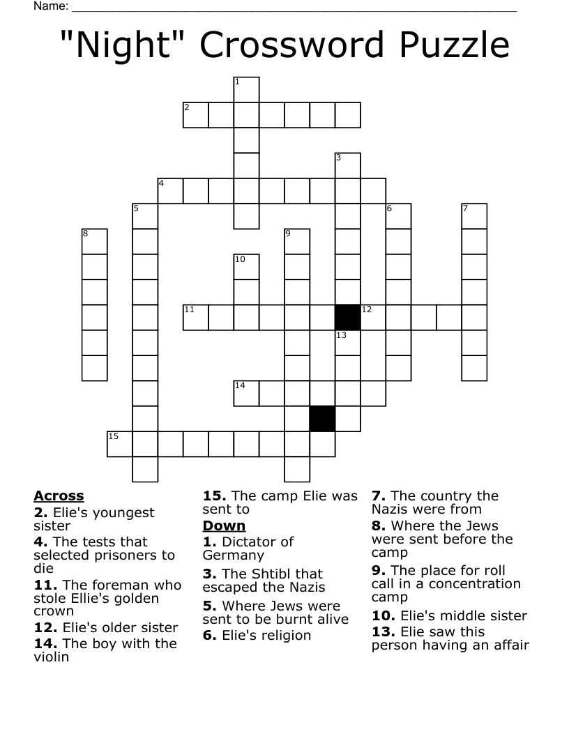 "Night" Crossword Puzzle