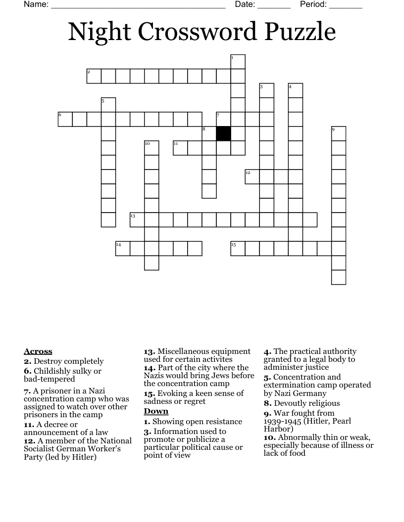 Night Crossword Puzzle