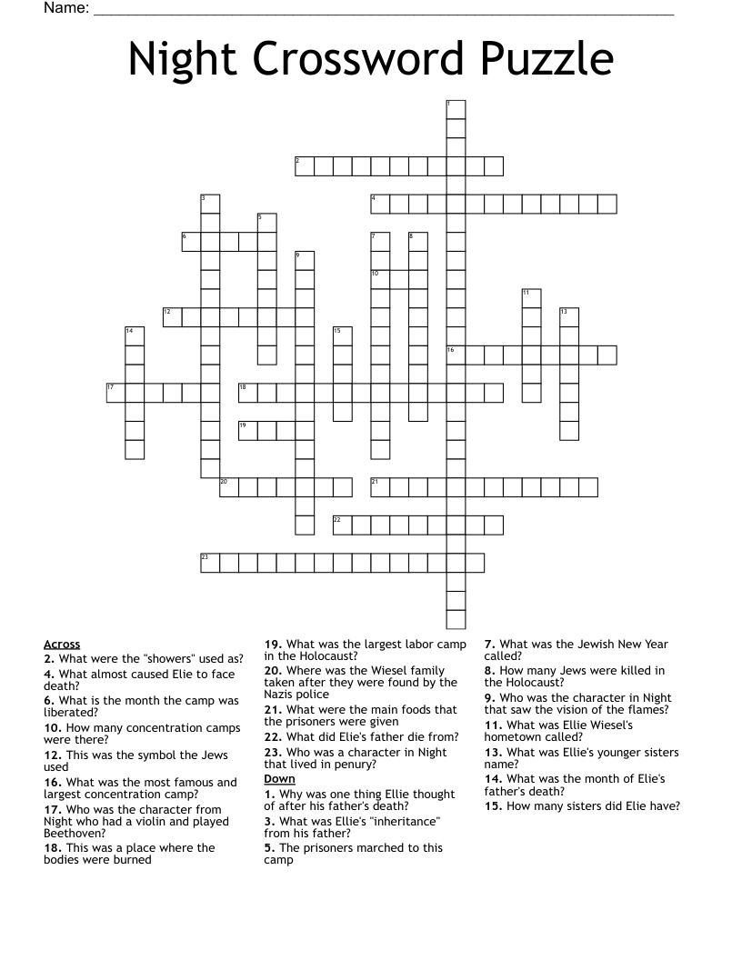 Night Crossword Puzzle 