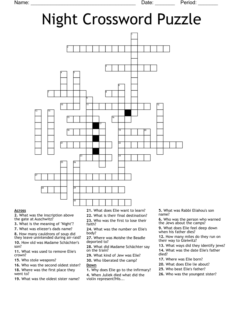 Night Crossword Puzzle 