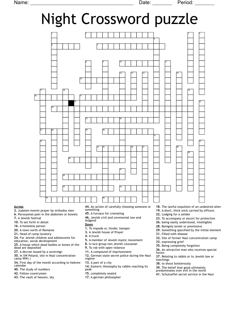Night Crossword puzzle
